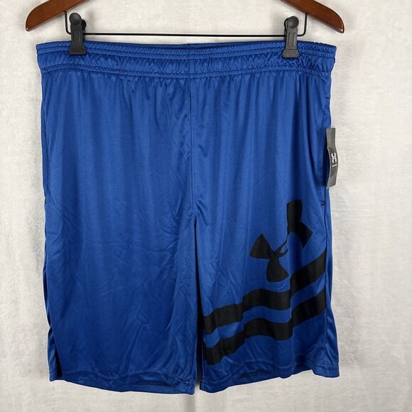 Mens Under Armour Gym UA Tech Athletic Logo Shorts Blue Size XL NWT - Picture 1 of 5